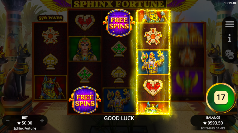 Sphinx Fortune offers 576 ways to multiply your total stake!