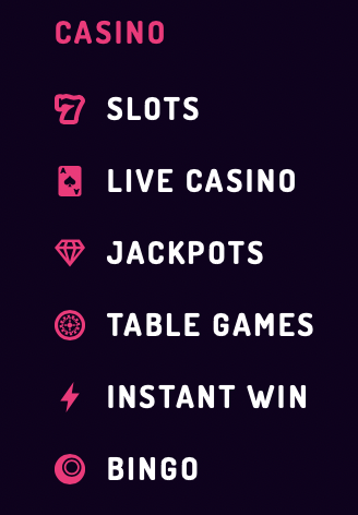 Pink Casino Games Selection